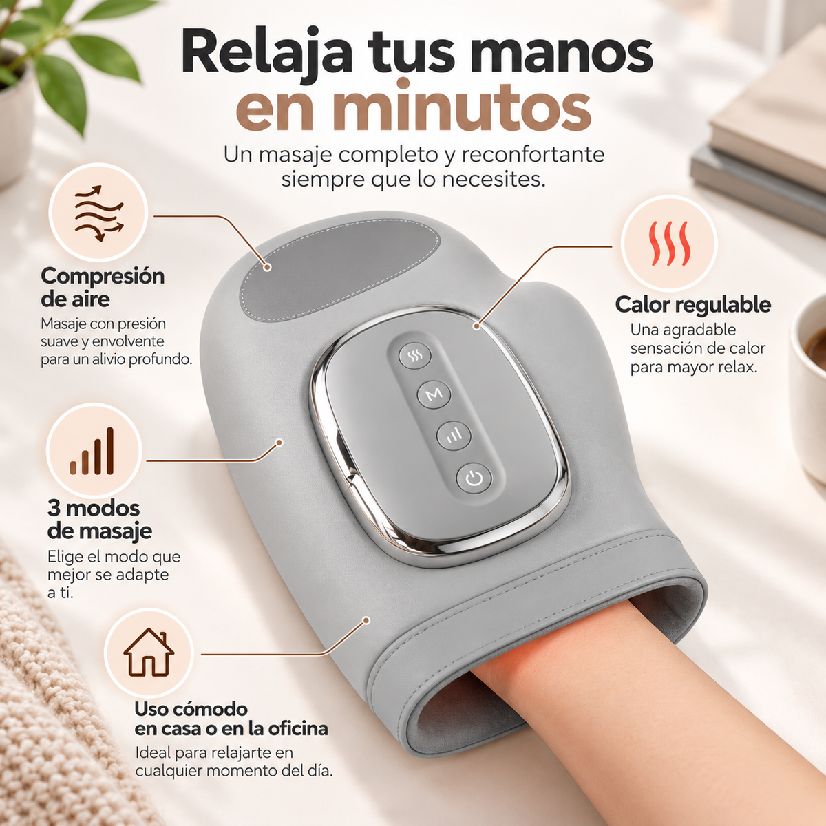 Masajeador de Manos | Compresión de Aire y Calor