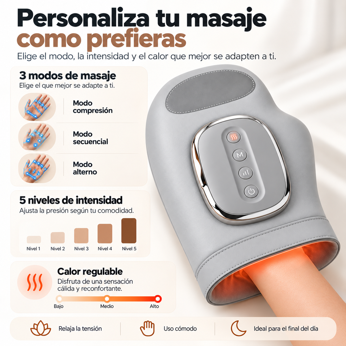 Masajeador de Manos | Compresión de Aire y Calor